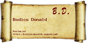 Bodics Donald névjegykártya